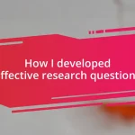 How I developed effective research questions