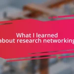 What I learned about research networking